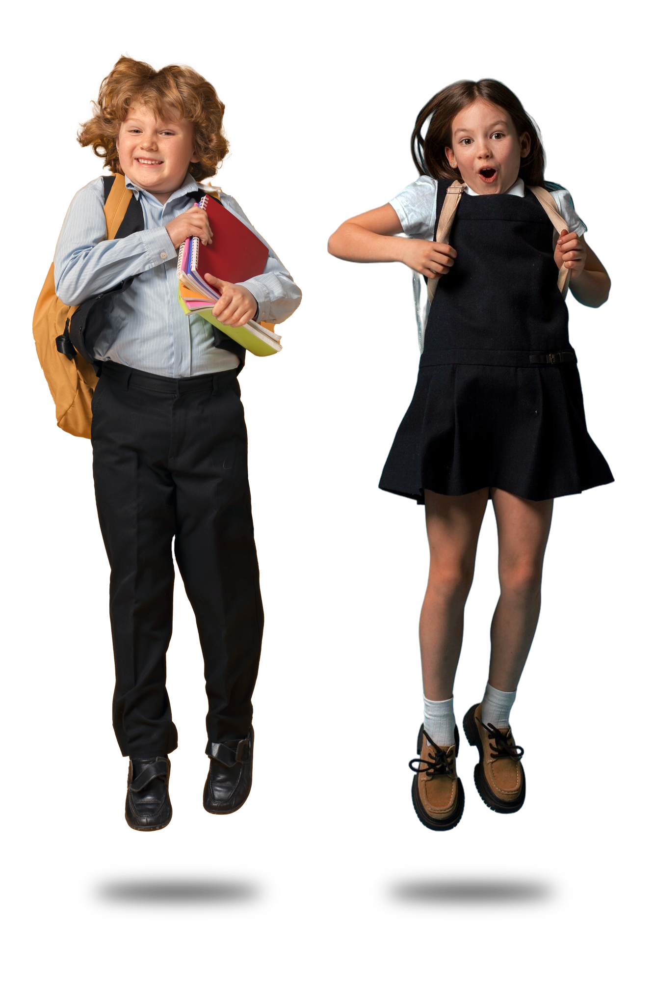 School children jumping in the air